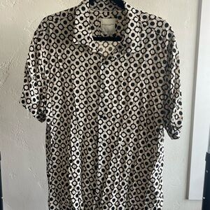 Denim & Flower Black and White Casual Button Down Shirt
